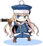  atlus blonde_hair blue_eyes chibi coat gun gunner hat lowres minami_juujisei sekaiju_no_meikyuu weapon 