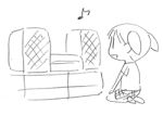  azumanga_daioh child kneeling lineart lowres mihama_chiyo monochrome music musical_note short_twintails sketch stereo twintails |_| 