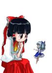  2girls cirno fairy female hakurei_reimu minigirl multiple_girls tao tao_(kadoya) the_embodiment_of_scarlet_devil touhou 