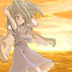  1girl 216 daiyousei female green_hair lowres side_ponytail solo sunset the_embodiment_of_scarlet_devil touhou wings 