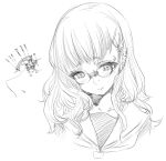  glasses goshiki_suzu monochrome piercing sketch 