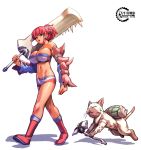  1girl breasts capcom cleavage felyne gunner-l huge_breasts midriff monster_hunter solo sword weapon yian_kut-ku_(armor) 