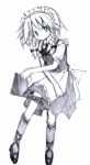  1girl female izayoi_sakuya maid monochrome sakusakumonoka sketch solo touhou white_background 