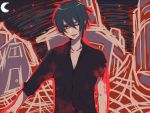  1boy black_hair blood chi_yu lowres moon pointy_ears red_eyes short_hair solo tongue vampire vocaloid zatsune_mikuo 