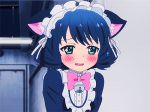  1girl animal_ears animated animated_gif blue_eyes blush cat_ears cyan_(show_by_rock!!) fang maid screencap show_by_rock!! solo tagme 