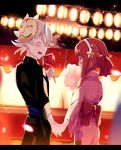  candy candy_apple cotton_candy festival fire_emblem fire_emblem_if food hand_holding highres japanese_clothes kimono male_my_unit_(fire_emblem_if) my_unit_(fire_emblem_if) nyorotono sakura_(fire_emblem_if) 