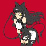  black_hair blake_belladonna blush dress glasses long_hair rwby smile yellow_eyes 