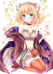  animal_ears blonde_hair blue_eyes blush dress gochuumon_wa_usagi_desuka? halloween kirima_sharo nogi_takayoshi short_hair 