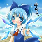  blue_hair cirno female food ice_cream lowres ribbon takamoto_akisa the_embodiment_of_scarlet_devil touhou wings 