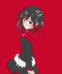  blush brown_hair dress glasses red_eyes ruby_rose rwby scarf short_hair 