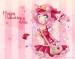  1girl amy_rose animal_ears bag blush choker gloves green_eyes heart hedgehog_ears jewelry kaya-snapdragon love_letter necklace open_mouth personification pink_hair pink_legwear skirt smile solo thighhighs valentine visor white_gloves 