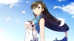  1girl absurdres black_hair blade_arcus_from_shining blue_eyes highres long_hair low-tied_long_hair pairon shining_(series) solo tanaka_takayuki very_long_hair 