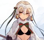  1girl bell black_gloves blonde_hair blush bow breasts capelet christmas fate/grand_order fate_(series) gloves hair_ribbon helmet jeanne_alter jeanne_alter_(santa_lily)_(fate) ribbon ruler_(fate/apocrypha) santa_costume short_hair small_breasts solo yellow_eyes yukihama 