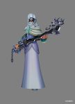  1girl 3d blue_robe blue_shoes female full_body grey_background invi_(kingdom_hearts) keyblade kingdom_hearts kingdom_hearts_x_back_cover mask official_art robe shoes simple_background solo watermark 