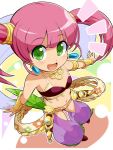  1girl dancer_(sekaiju) green_eyes jewelry konpeto necklace pink_hair sekaiju_no_meikyuu sekaiju_no_meikyuu_4 short_twintails smile solo sword twintails vambraces weapon 