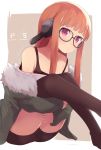  1girl glasses headphones highres ichijou_(kr_neru0) jacket long_hair orange_hair persona persona_5 sakura_futaba shorts 