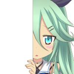  blue_eeys blush dress green_hair kantai_collection long_hair personification shy yamakaze_(kantai_collection) 