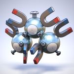  3d black_eyes floating full_body gradient gradient_background highres magnet magneton no_humans pokemon pokemon_(creature) screw shiny simon_telezhkin simple_background white_background 