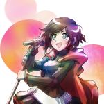  cape iesupa microphone microphone_stand music ruby_rose rwby singing smile 