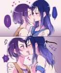  ... 2girls blue_eyes blue_hair blush directional_arrow dokidoki!_precure french_kiss heart hishikawa_rikka kenzaki_makoto kiss long_hair multiple_girls negom precure purple_hair saliva short_hair smile speech_bubble surprised violet_eyes yuri 