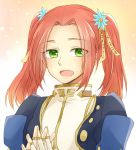  1girl eleanor_hume fingerless_gloves gloves green_eyes long_hair mymr247 open_mouth portrait redhead solo tales_of_(series) tales_of_berseria twintails 