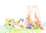  1girl aino_minako bare_legs bishoujo_senshi_sailor_moon blonde_hair from_side long_hair lying orange_shoes raion. sailor_venus shoes solo very_long_hair 