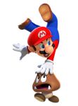  1boy 3d absurdres blue_eyes brown_hair facial_hair full_body goomba hat highres male_focus mario super_mario_bros. mustache official_art overalls red_hat red_shirt shirt simple_background solo super_mario_bros. super_mario_run 