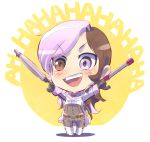  cane chibi english highres iesupa laughing multicolored_hair neo_(rwby) rwby umbrella 