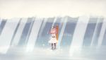  1girl artist_name ascot character_name clouds dated dress flight_deck highres kantai_collection light_beam long_hair pantyhose pink_hair predict red_legwear saratoga_(kantai_collection) side_ponytail sparkle standing white_dress 