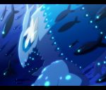  blue_eyes fish glowing glowing_eyes gurifon no_humans pokemon pokemon_(creature) pokemon_(game) pokemon_sm solo underwater wishiwashi 