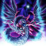  black_hole_(space) black_wings dragon dragon_wings duel_monster fangs feathered_wings full_body fur malganis-lefay no_humans open_mouth orb original red_eyes ribs sharp_teeth spikes spread_wings teeth wings yu-gi-oh! yuu-gi-ou_zexal 