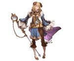  1boy animal_ears bangs blonde_hair blue_eyes brown_pants brown_shoes ceylan ceylan_(granblue_fantasy) dog_ears erun_(granblue_fantasy) full_body granblue_fantasy hair_between_eyes holding long_sleeves magnifying_glass male_focus minaba_hideo monocle official_art pants shoes short_hair simple_background solo transparent_background wide_sleeves 