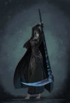  1girl absurdres ashes_of_ariandel barefoot character_request cloak dark_souls dark_souls_iii highres hood scythe sister_friede sketch solo souls_(from_software) steamkuma sword weapon 
