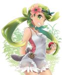  1girl artist_request dark_skin flower green_eyes green_hair hair_flower hair_ornament long_hair mallow_(pokemon) pokemon pokemon_(game) pokemon_sm solo twintails 