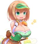  1girl artist_request breasts brown_hair flower_knight_girl kiwi_(flower_knight_girl) large_breasts open_mouth short_hair solo 