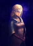  1girl 2015 absurdres blonde_hair cloak dark_souls_iii dated face_mask fire_keeper highres long_hair mask shinra_(baby80526) sketch solo souls_(from_software) 