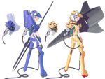  1girl armor ayanami_rei cable dual_persona eva_00 i-iv_(longman) lance_of_longinus mecha_musume neon_genesis_evangelion personification shield wadatsumi_garland weapon 