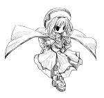  1girl cape caro_ru_lushe caro_ru_rushie kerykeion lyrical_nanoha mahou_shoujo_lyrical_nanoha mahou_shoujo_lyrical_nanoha_strikers monochrome sketch solo 