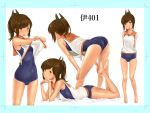  1girl ass brown_hair i-401_(kantai_collection) kantai_collection one-piece_swimsuit swimsuit wa_(genryusui) 