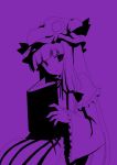  1girl female high_contrast monochrome nishino_miyuki patchouli_knowledge purple solo touhou 