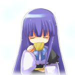  1girl bad_id closed_eyes cup drinking frederica_bernkastel long_hair lowres simple_background solo umineko_no_naku_koro_ni white_background yuzuki_(artist) yuzuki_(yuduame) 