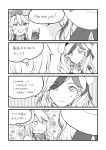  &gt;:) &gt;:d 2girls 4koma :d beret comic commandant_teste_(kantai_collection) commentary_request english fingerless_gloves french gloves greyscale hat headgear highres iowa_(kantai_collection) kantai_collection long_hair monochrome multiple_girls open_mouth smile sweatdrop tesun_(g_noh) 