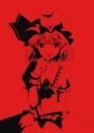  1girl female high_contrast monochrome nishino_miyuki red red_background remilia_scarlet solo touhou 