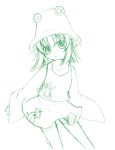  frog green hat kashiwa monochrome moriya_suwako short_hair sketch thighhighs touhou 