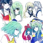  bad_id blonde_hair blue_eyes braid brown_hair fusuke green_eyes green_hair hakurei_reimu hat izayoi_sakuya japanese_clothes kagiyama_hina kazami_yuuka kirisame_marisa kochiya_sanae long_hair maid miko plaid_vest profile red_eyes ribbon rod_of_remorse shikieiki_yamaxanadu short_hair silver_hair touhou twin_braids witch_hat yellow_eyes 