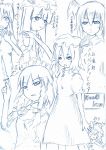  blue braid flandre_scarlet hat head_wings headwings hong_meiling izayoi_sakuya knife koakuma maid monochrome patchouli_knowledge remilia_scarlet short_hair sketch tetsuji touhou translation_request wings 