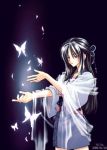  black_hair blue_eyes butterfly glow glowing hi_na japanese_clothes long_hair lowres shawl solo 