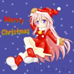  glasses long_hair lucky_star pink_hair purple_eyes santa_costume snow takara_miyuki violet_eyes 