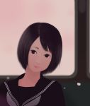  black_hair ichikawa school_uniform serafuku short_hair train train_interior 