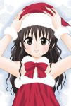  brown_eyes brown_hair christmas hat long_hair lowres ribbon santa_costume santa_hat smile to_love-ru toloveru yuuki_mikan 